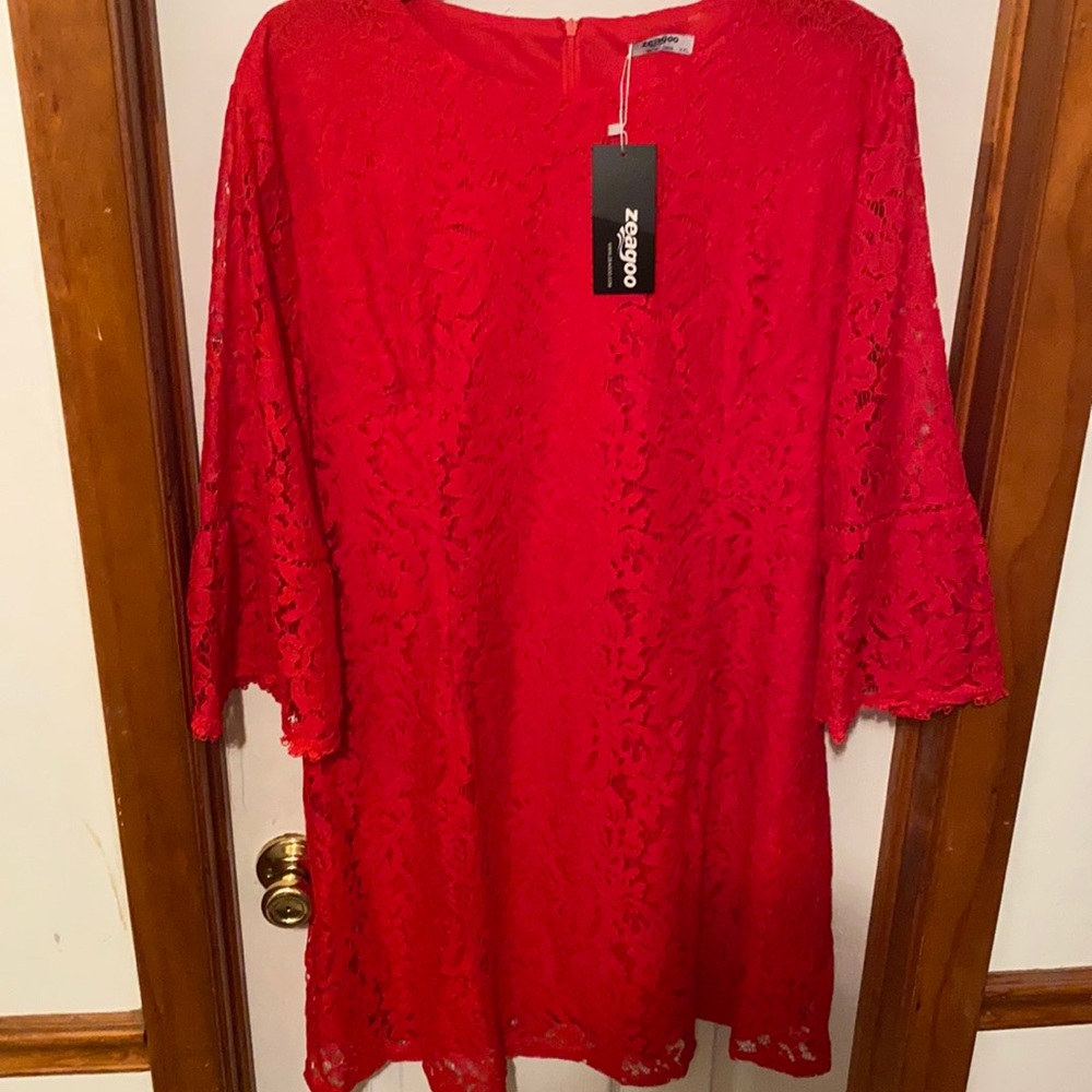 Zeagoo Red Lace Dress